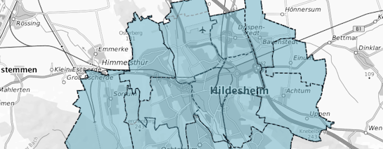 Kartenausschnitt von Hildesheim