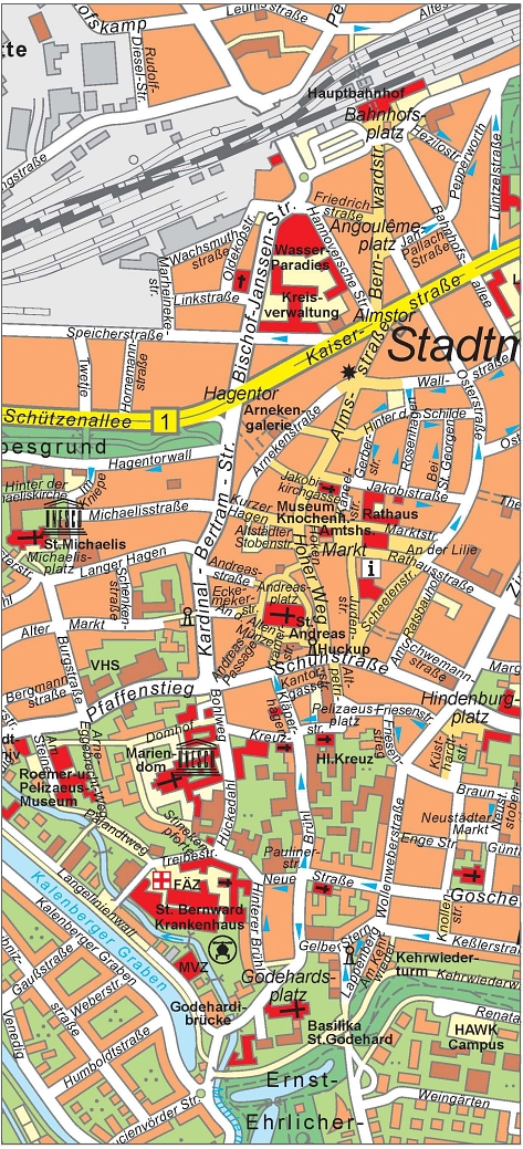 Stadtkarte Hildesheim im Maßstab 1:15.000