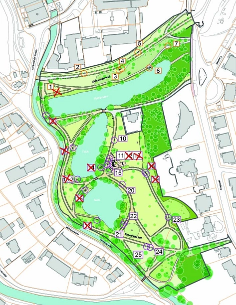 Übersicht Bankstandorte Ernst-Ehrlicher-Park&nbsp;&copy;&nbsp;Stadt Hildesheim