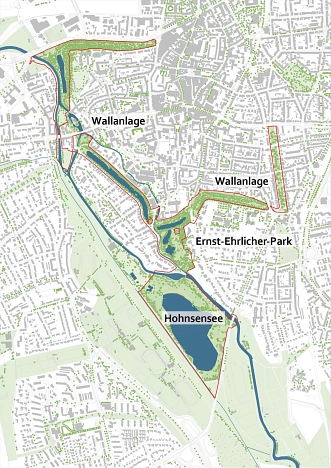 Übersichtskarte Fördergebiet Hohnsensee mit Wallanlagen