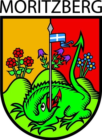 dreigeteiltes Wappen, Blumen auf rotem und goldenem Hintergrund, untenliegenden grünen Drachen, auf hellgrünem Untergrund durch Speer getötet © Stadt Hildesheim